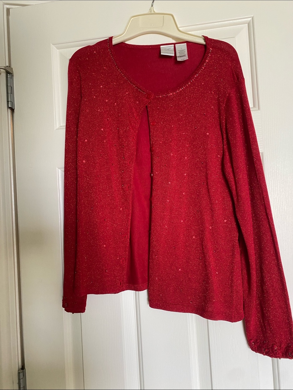 Emma James Red Sparkle Cardigan Sweater